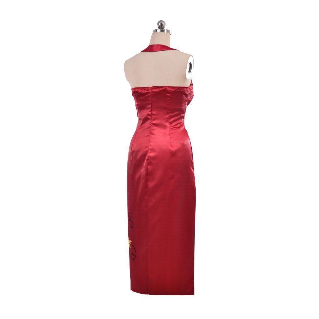 Women's Ada Wong Cosplay Costume Red Printed Cheongsam Dress | Resident Evil Movie & Game Cosplay Outfit - Coscosmos