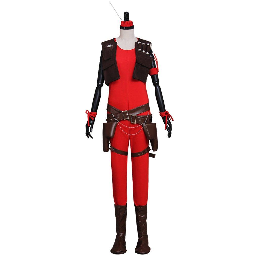 Women's Aurra Sing Cosplay Costume - Red Jumpsuit with Belt Full Set | Movie & TV Series Cosplay Costume | Coscomos - Coscosmos