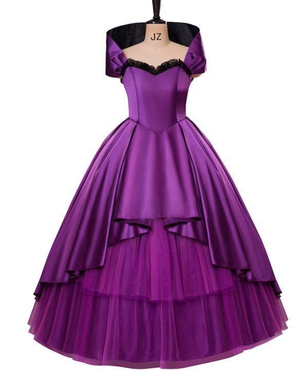 Women's Bearded Lady Circus Costume Musical Tutu Dress Purple Theatrical Cosplay Costume - Coscosmos