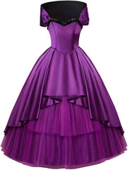 Women's Bearded Lady Circus Costume Musical Tutu Dress Purple Theatrical Cosplay Costume - Coscosmos