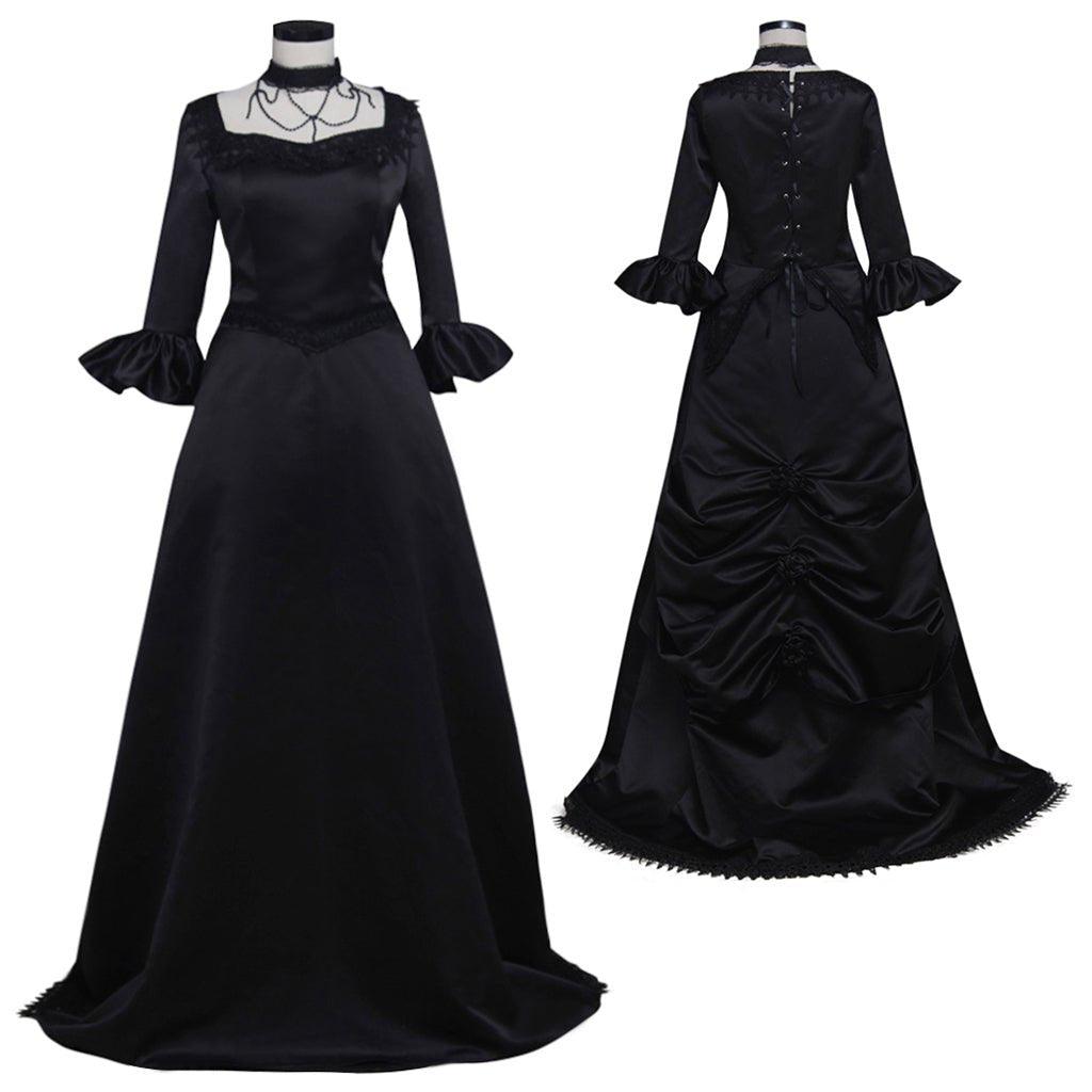 Women’s Black Gothic Victorian Dress | Plus Size Victorian Costume Renaissance Rococo Gown - Coscosmos