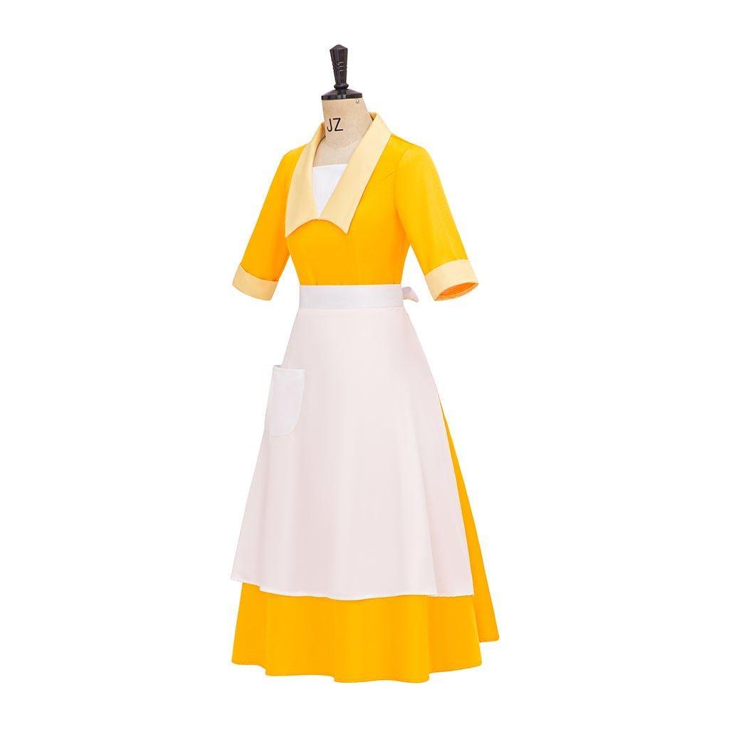 Women's Housemaid Cosplay Costume | Frog Waitress Dress Outfit for Halloween | Tiana - Inspired Costume - Coscosmos