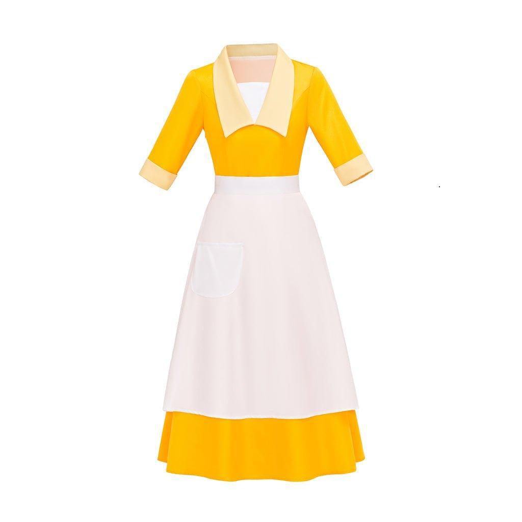 Women's Housemaid Cosplay Costume | Frog Waitress Dress Outfit for Halloween | Tiana - Inspired Costume - Coscosmos