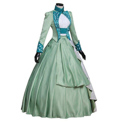 Women's Mina Harker green dress Cosplay Costume Lady's Victorian Bustle Gown Dress - Coscosmos