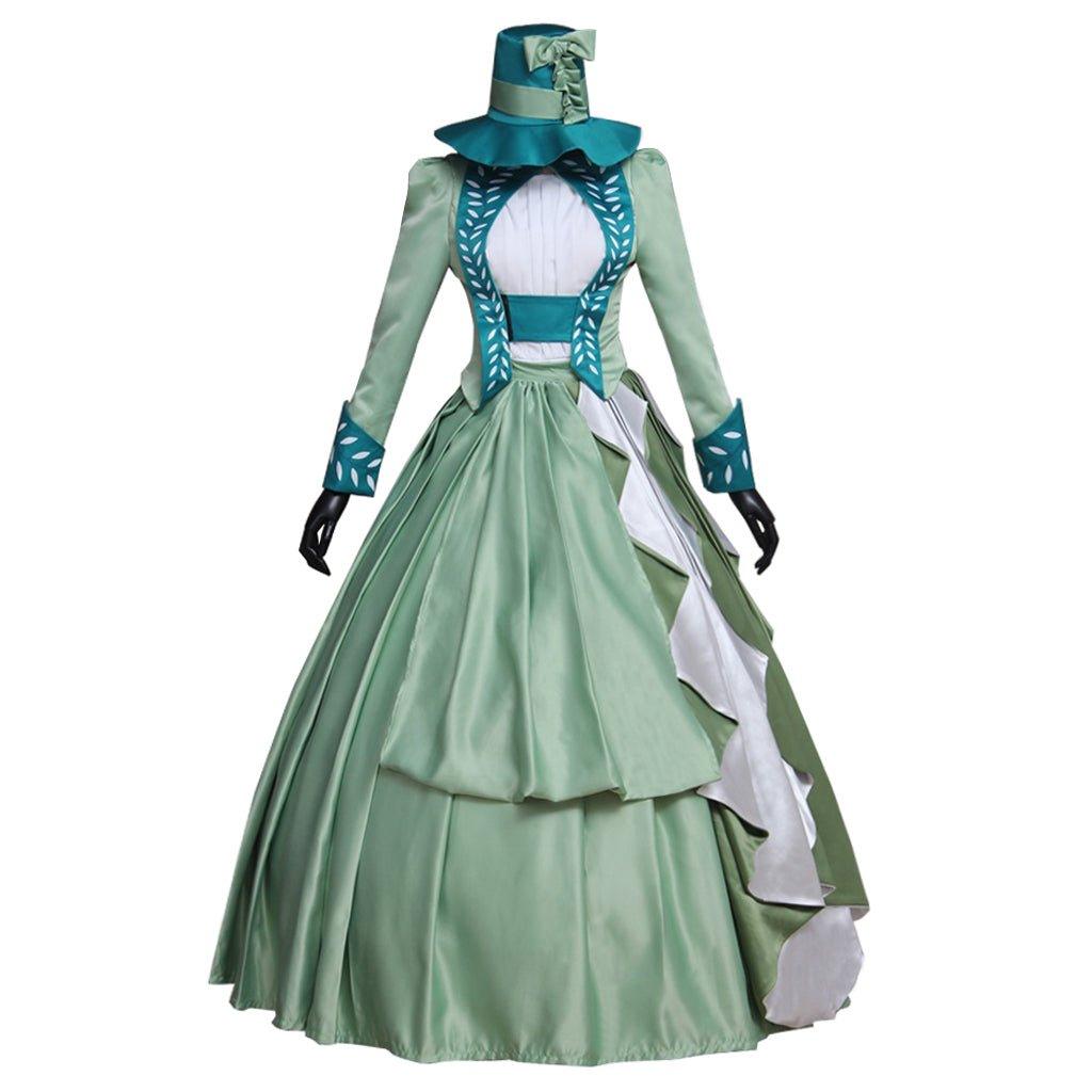 Women's Mina Harker green dress Cosplay Costume Lady's Victorian Bustle Gown Dress - Coscosmos