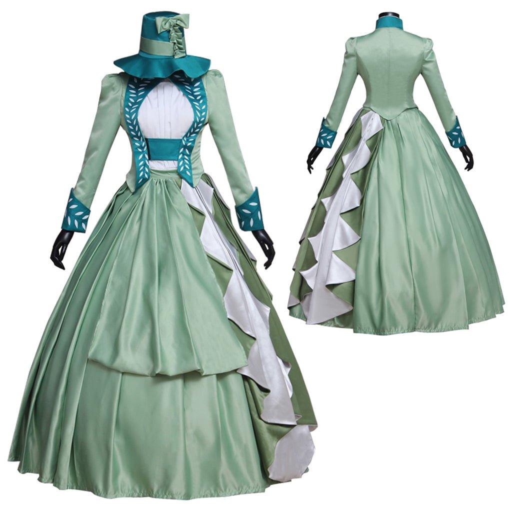 Women's Mina Harker green dress Cosplay Costume Lady's Victorian Bustle Gown Dress - Coscosmos