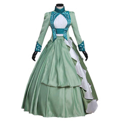 Women's Mina Harker green dress Cosplay Costume Lady's Victorian Bustle Gown Dress - Coscosmos