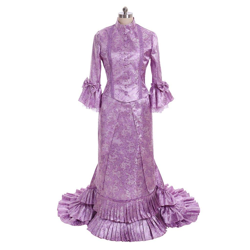 Women's Victorian Bustle Gown | Gothic Medieval Purple Dress for Cosplay - Coscosmos