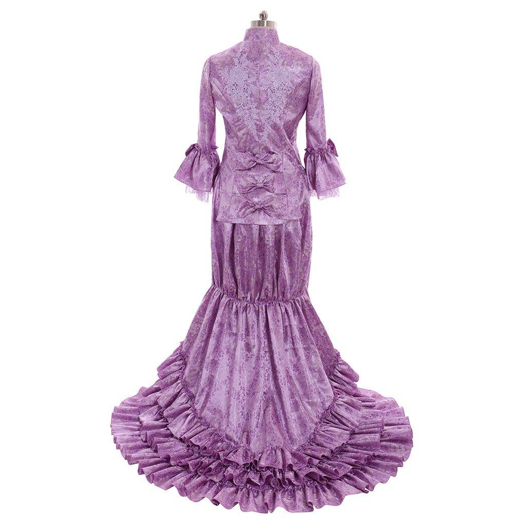 Women's Victorian Bustle Gown | Gothic Medieval Purple Dress for Cosplay - Coscosmos