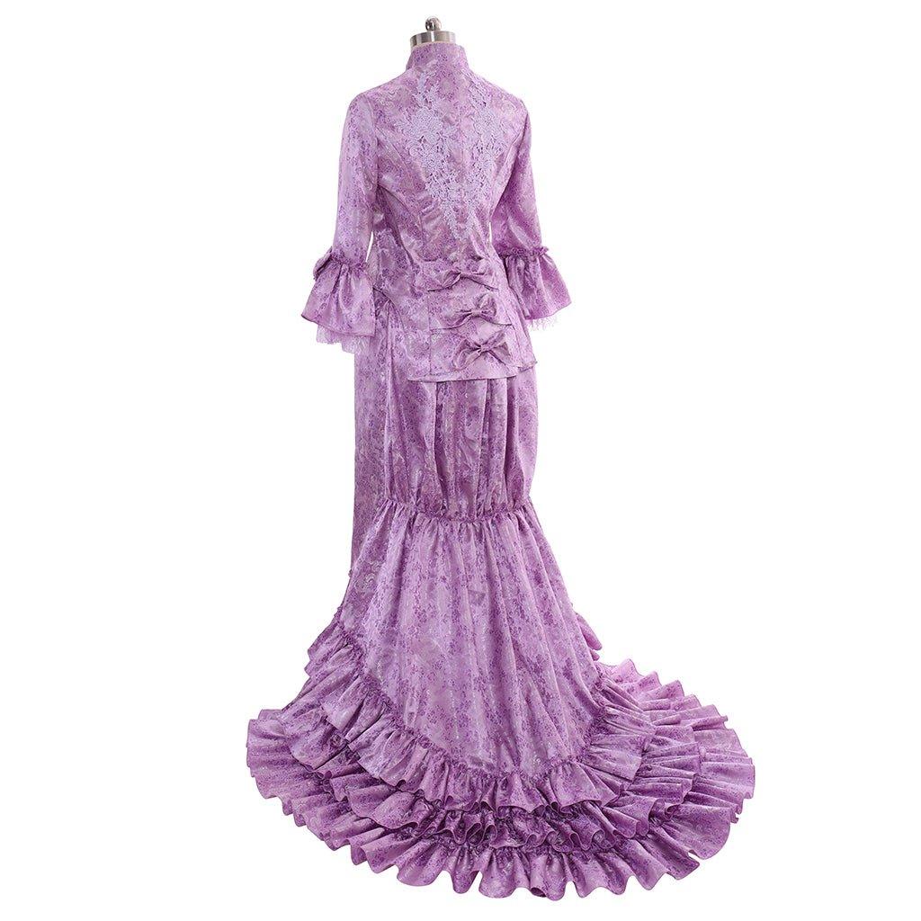 Women's Victorian Bustle Gown | Gothic Medieval Purple Dress for Cosplay - Coscosmos