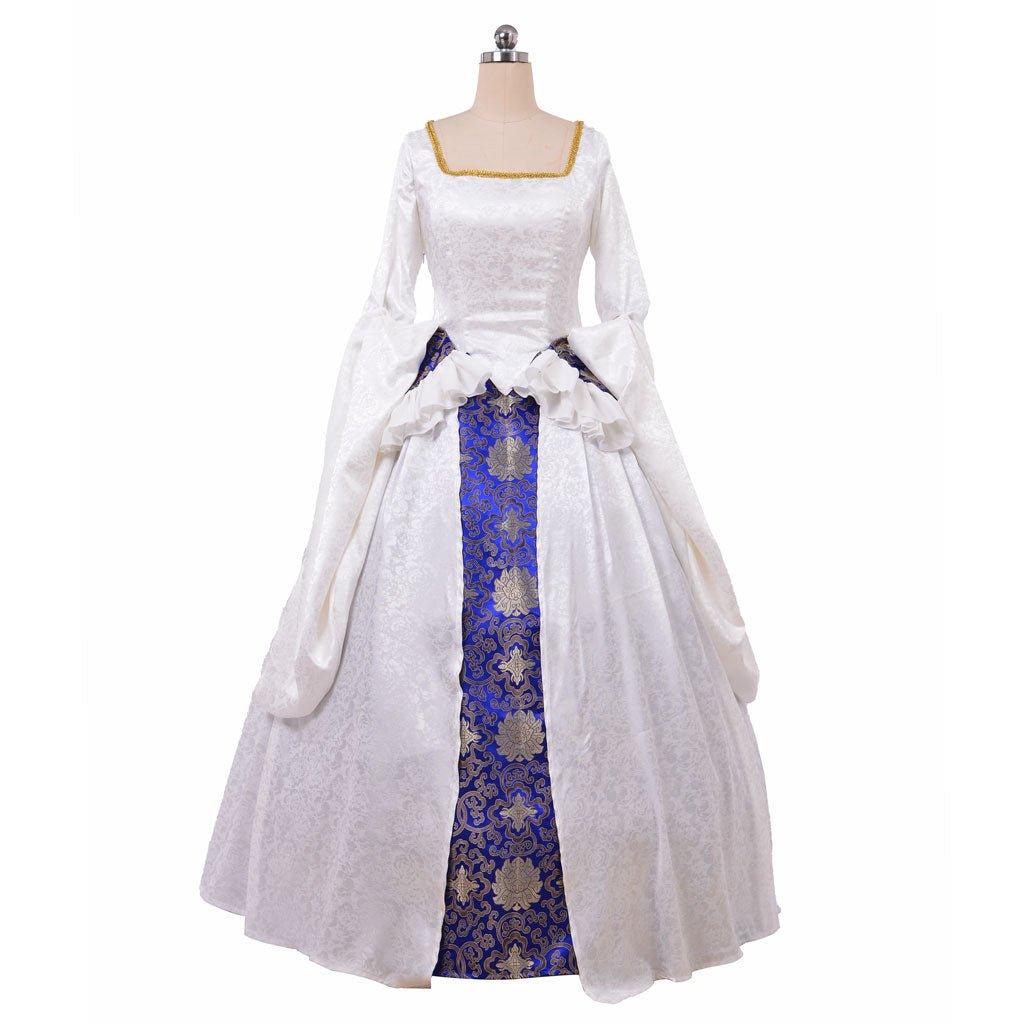 Women’s Victorian Tudor Renaissance Dress | Queen Elizabeth I & Anne Boleyn White Gown | Cosplay & Halloween Costume - Coscosmos