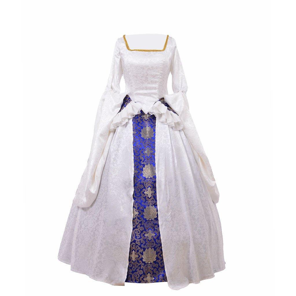 Women’s Victorian Tudor Renaissance Dress | Queen Elizabeth I & Anne Boleyn White Gown | Cosplay & Halloween Costume - Coscosmos