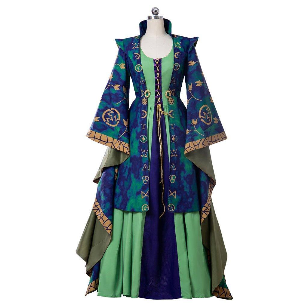 Women's Winifred Sanderson Cosplay Costume | Green Witch Robe for Halloween | Hocus Pocus Witch Outfit - Coscosmos