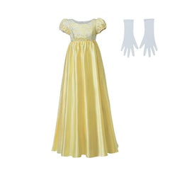 Yellow Sparkling Silk Empire Gown | Regency Style Cosplay Costume Inspired by Penelope Featherington - Coscosmos