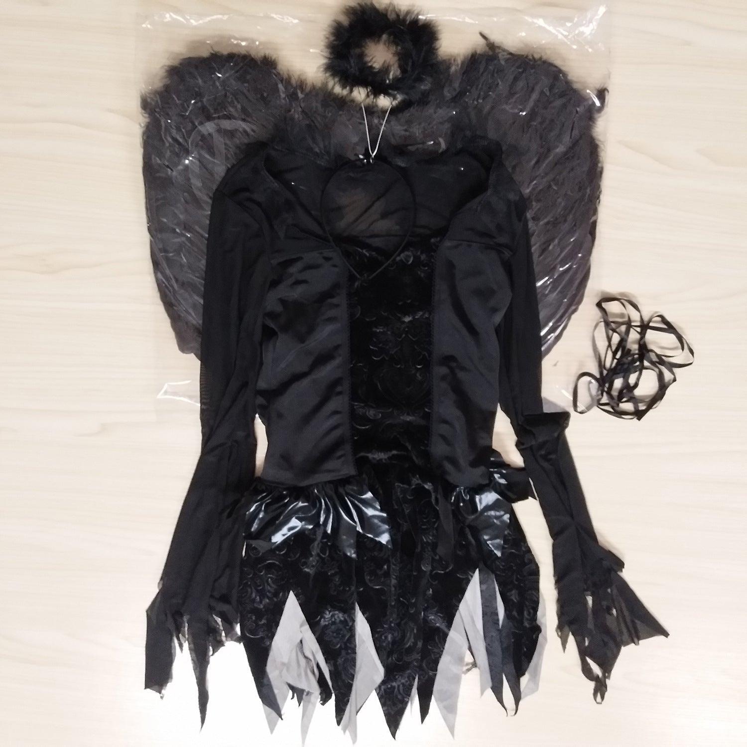 Zombie Dark Angel Women’s Costume | Gothic Evil Angel Cosplay | Halloween Ghost Bride Outfit - Coscosmos