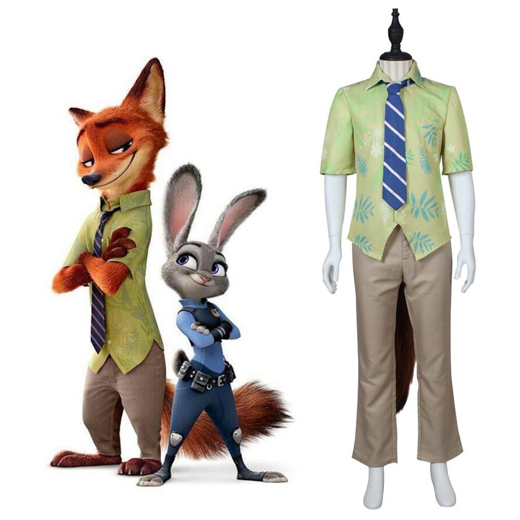 Zootopia Fox Nick Wilde Cosplay Uniform Full Set - Complete Halloween Suit with Ears and Tail - Coscosmos